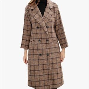 🎉HP🎉 NEW Double Breasted Plaid Wool Pea Coat
